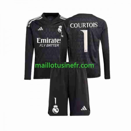 Maillot de Foot Real Madrid Thibaut Courtois 1 Extérieur Gardien 2023-24 Manches Longues - Enfant